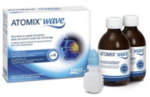ATOMIX WAVE DISPOSITIVO PER IGIENE RINOFARINGEA ATOMIX SOLUZIONE 2 FLACONI SALINA 250 ML + TERMINALE NASALE + EROGATORE A SOFFIETTO